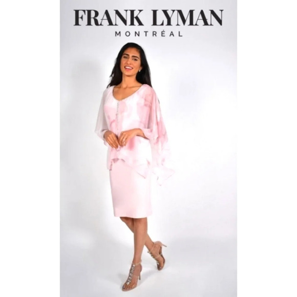 Frank Lyman Montreal Blush Pink Shift Dress Chiffon Overlay Size 6 NWT - Picture 8 of 8